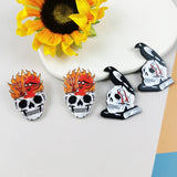 10pcs Fire Skull Head Acrylic Charms for Earring Making