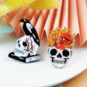 10pcs Fire Skull Head Acrylic Charms for Earring Making