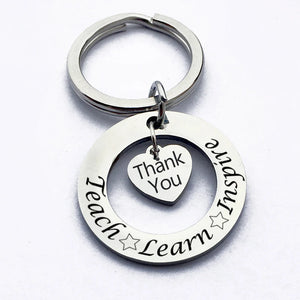 Teacher Appreciation Keychain: Teach Learn Inspire Engraved Keyring