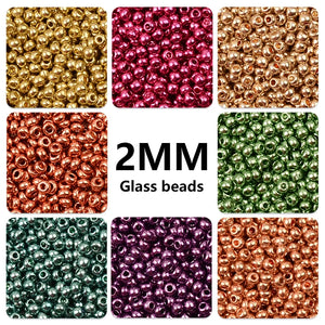1000pcs 2mm Matellic Charm Seed Beads Czech Glass Beads DIY Bracelet Necklace