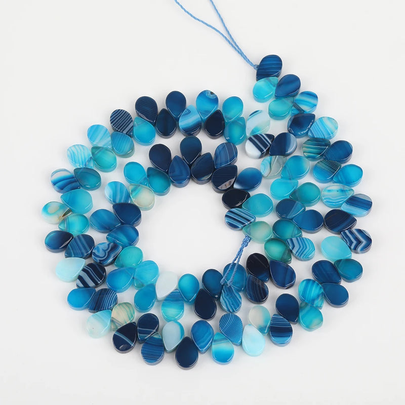 Natural Striped Agates Water Drop Spacer Beads Bracelet Making