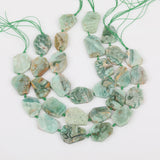 10Pcs Green Jaspers Slice Slab Charms Beads for DIY Jewelry
