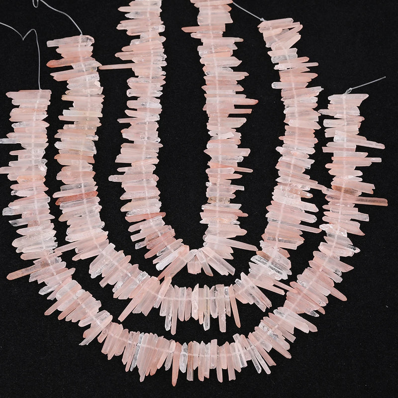 Natural Pink Quartz Crystal Point Beads Jewelry DIY