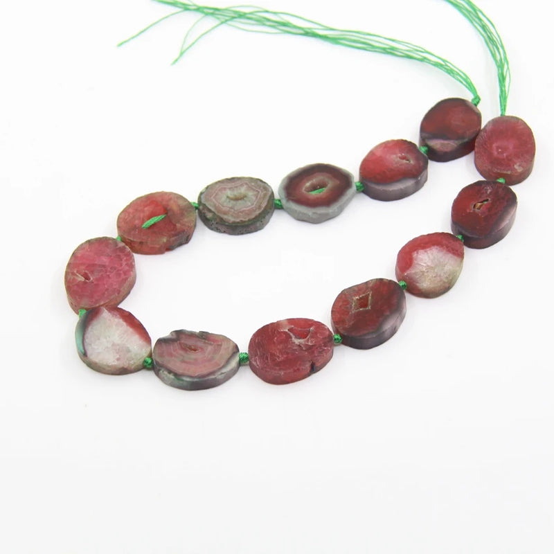 13PCS Raw Agate Slab Nugget Loose Beads Red Green Onyx Stone Slice Pendants