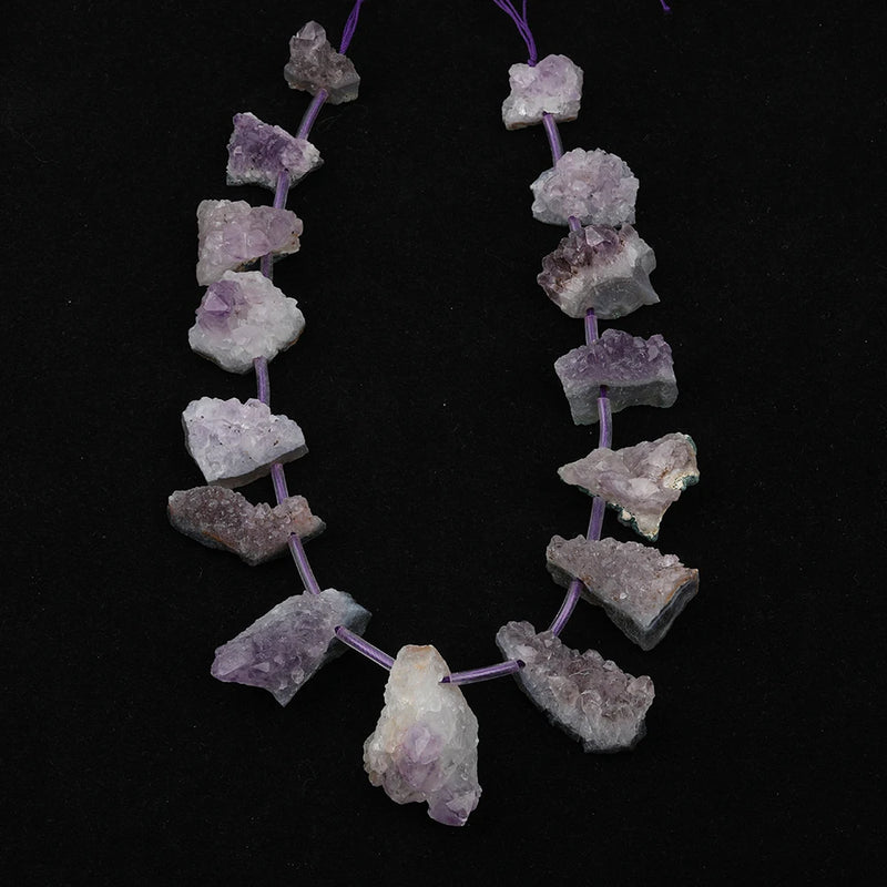15Pcs Natural Amethysts Quartz Irregular Slice Slab Beads EF-CT-340JBDE