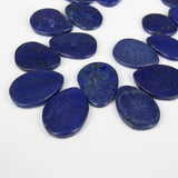 Natural Lapis Flat Teardrop Beads Slice Pendant, Top Drilled