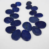 Natural Lapis Flat Teardrop Beads Slice Pendant, Top Drilled