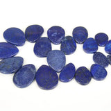 Natural Lapis Flat Teardrop Beads Slice Pendant, Top Drilled