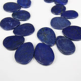 Natural Lapis Flat Teardrop Beads Slice Pendant, Top Drilled