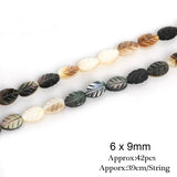 24-42pcs Natural Stone Leaf and Lip Sea Shell Beads for Jewelry Making