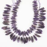 Amethyst Quartz Chunky Point Beads, Crystal Charms Necklace DIY