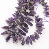 Amethyst Quartz Chunky Point Beads, Crystal Charms Necklace DIY