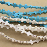 38pcs 8x10mm Blue/White Stone Cross Seed Beads DIY Jewelry Accessory