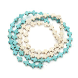 38pcs 8x10mm Blue/White Stone Cross Seed Beads DIY Jewelry Accessory