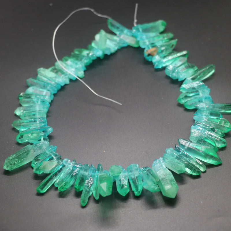 Green Crystal Rock Quartz Point Pendant Hexagonal Rock Pendulum Necklace