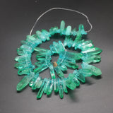 Green Crystal Rock Quartz Point Pendant Hexagonal Rock Pendulum Necklace