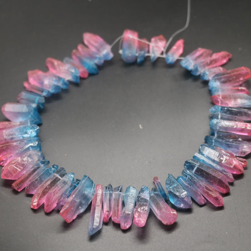 Pink Crystal Rock Quartz Point Pendant Hexagonal Pendulum Reiki Healing Chakra