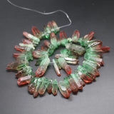 Set of 42 Green Red Crystal Rock Quartz Point Pendant Hexagonal Pendulum Column