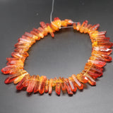 Orange Crystal Rock Quartz Point Pendant Hexagonal Chakra Necklace