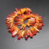 Orange Crystal Rock Quartz Point Pendant Hexagonal Chakra Necklace