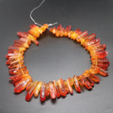 Orange Crystal Rock Quartz Point Pendant Hexagonal Chakra Necklace