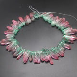 42pcs Pink Green Crystal Quartz Point Pendant Reiki Healing Chakra Necklace