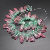 42pcs Pink Green Crystal Quartz Point Pendant Reiki Healing Chakra Necklace