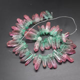 42pcs Pink Green Crystal Quartz Point Pendant Reiki Healing Chakra Necklace