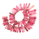 55pcs Wine Red Crystal Quartz Spike Sticks Beads Full Strand