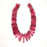 55pcs Wine Red Crystal Quartz Spike Sticks Beads Full Strand