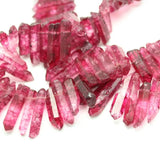55pcs Wine Red Crystal Quartz Spike Sticks Beads Full Strand