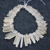 Raw Beige Crystals Quartz Points Pendant Beads 8-12x22-45mm