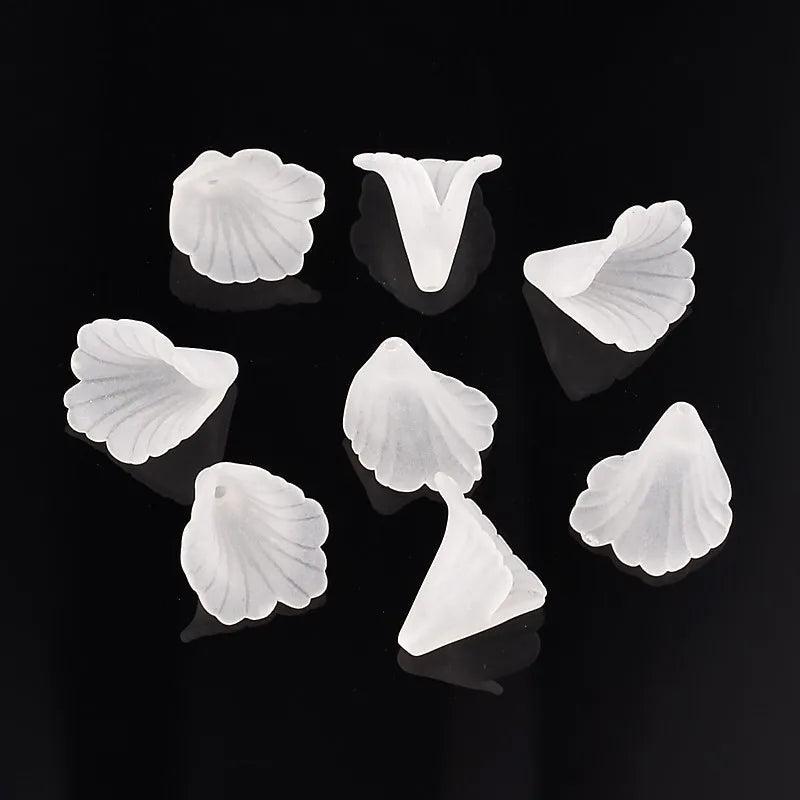 580pcs 20x20x2mm Transparent Acrylic Frosted Flower Beads for Earring DIY