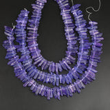 Natural Quartz Crystal Point Beads Pendant, Purple Top Drilled Beads