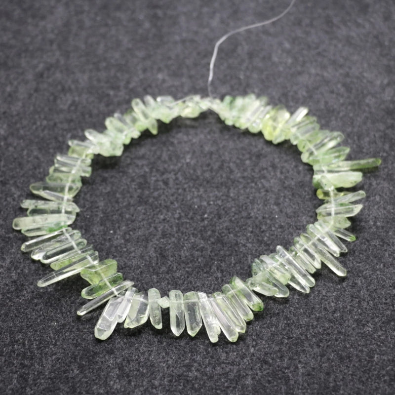 66pcs Raw Green Crystal Quartz Top Drilled Point Pendants