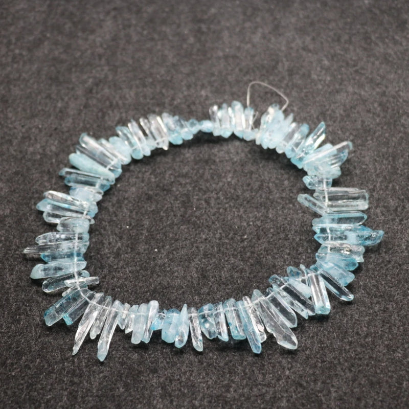 66pcs Raw Sky Crystal Quartz Top Drilled Point Pendant Graduated Beads
