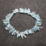 66pcs Raw Sky Crystal Quartz Top Drilled Point Pendant Graduated Beads