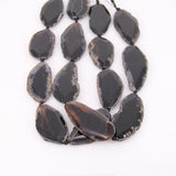 7PCS Raw Natural Achate Long Faceted Slab Slice Beads Charm