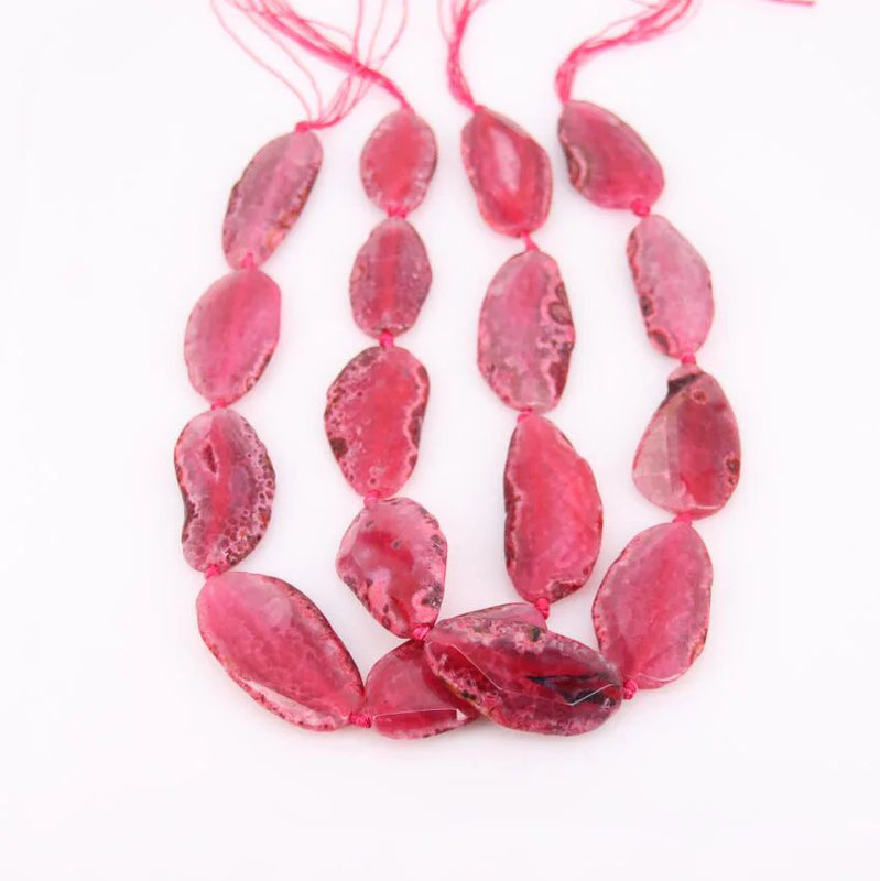 Natural Agate Long Faceted Slab Slice Beads Charm - 7PCS