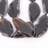 7PCS Raw Natural Achate Long Faceted Slab Slice Beads Charm