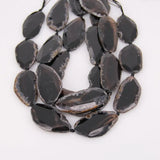 7PCS Raw Natural Achate Long Faceted Slab Slice Beads Charm