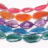 Natural Agate Long Faceted Slab Slice Beads Charm - 7PCS