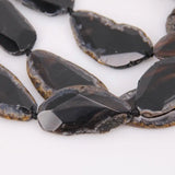 7PCS Raw Natural Achate Long Faceted Slab Slice Beads Charm