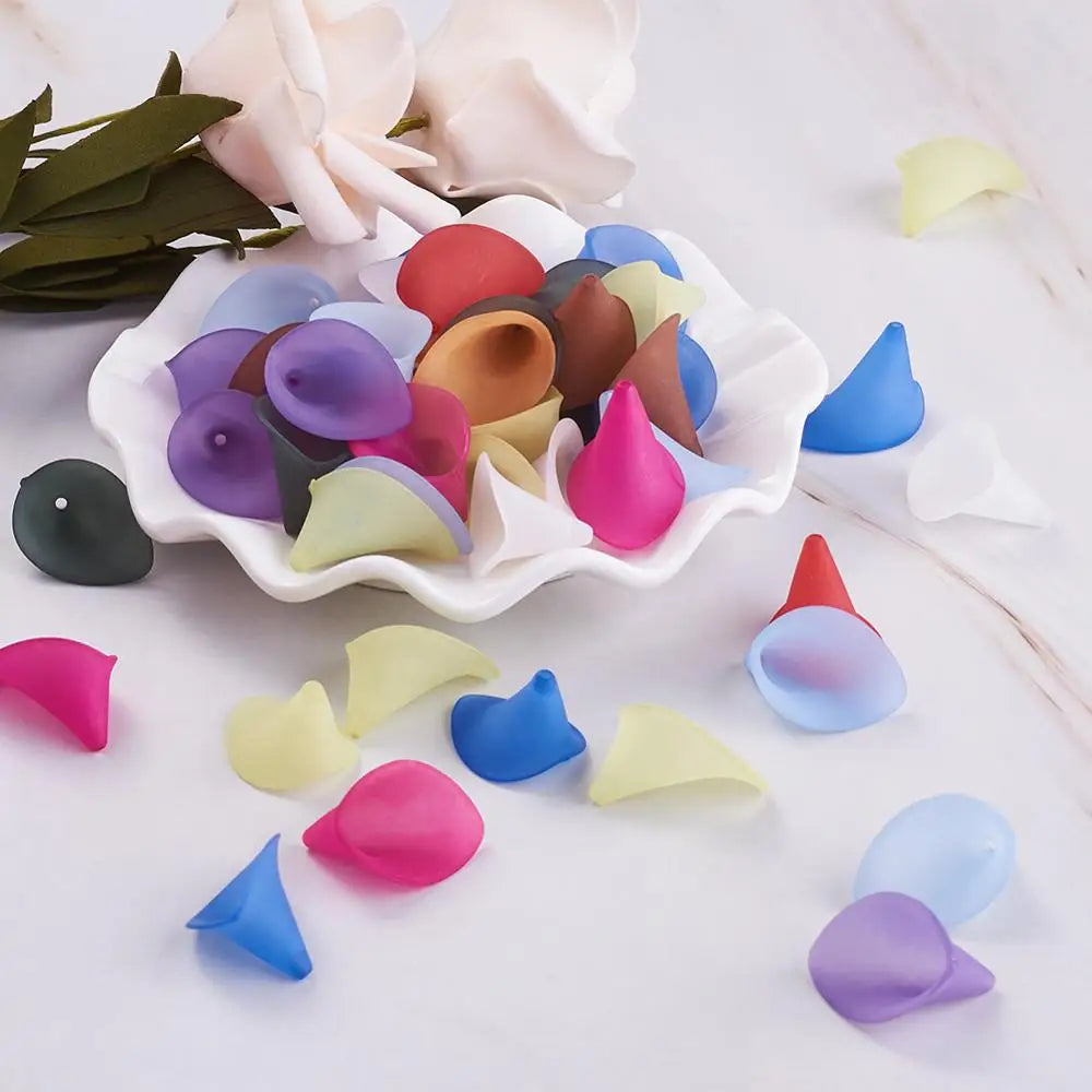 800pcs 21x19mm Frosted Flower Acrylic Bead Caps Mixed Floret Beads 1mm Hole