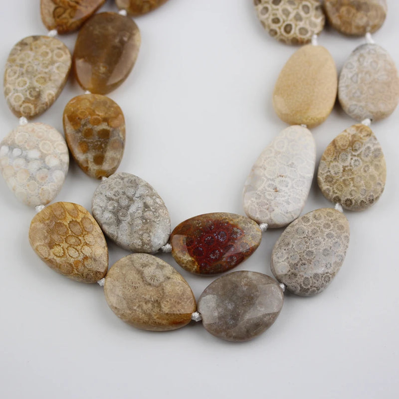 Natural Coral Jades Slice Teardrop Shape Beads