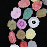 Colorful Sun Flower Druzy Agates Slice Bracelet