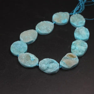 10PCS Natural Agates Quartz Druzy Oval Slab Nugget Beads