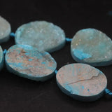 10PCS Natural Agates Quartz Druzy Oval Slab Nugget Beads