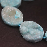 10PCS Natural Agates Quartz Druzy Oval Slab Nugget Beads