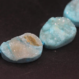 10PCS Natural Agates Quartz Druzy Oval Slab Nugget Beads